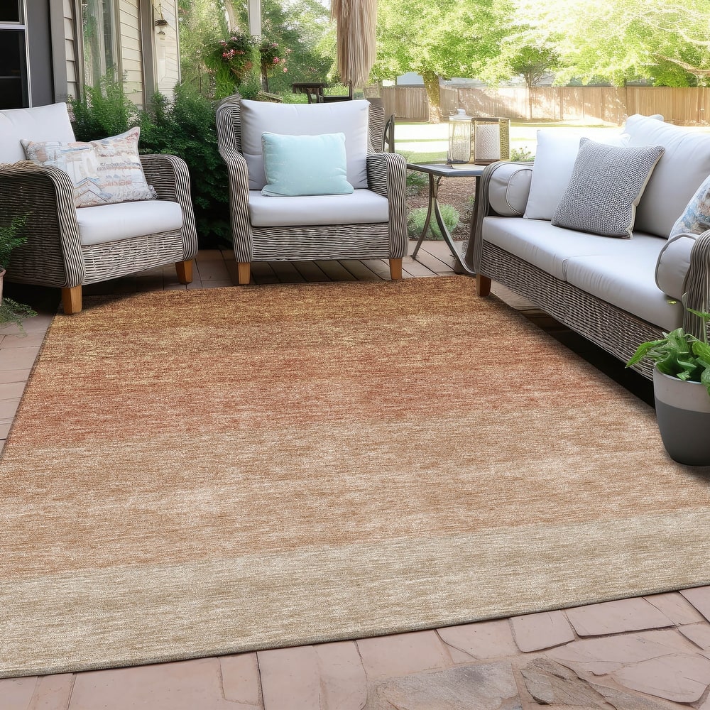 Machine Washable Indoor/ Outdoor Chantille Ombre Solid Rug