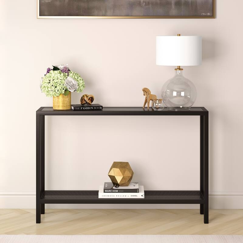 Rigan Modern Metal and Glass Console Table