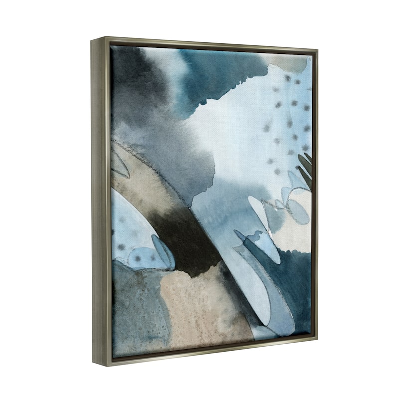 Stupell Reflecting Blue Arches Abstract Layered Shapes Over White Framed Wall Art