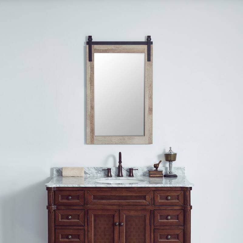 Cortes 24" Bathroom Vanity Barndoor Wall Mirror in Logs