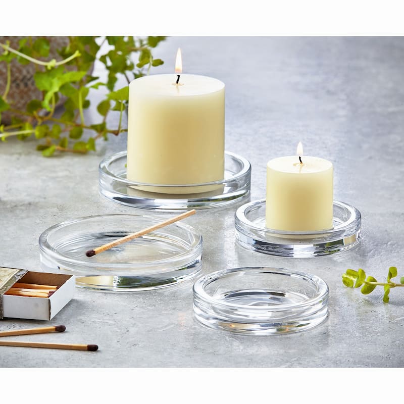Radiance Clear Glass Pillar Plate Small, 3.7L x 3.7W x .78H inches