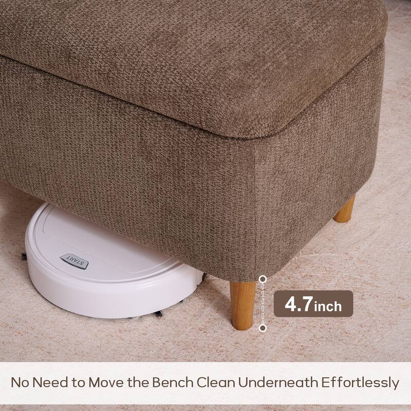 39in Soft Chenille Fabric Storage Ottoman Bench for Bedroom / Entryway Bed Foot / Living Room，Upholstered Entryway Bench