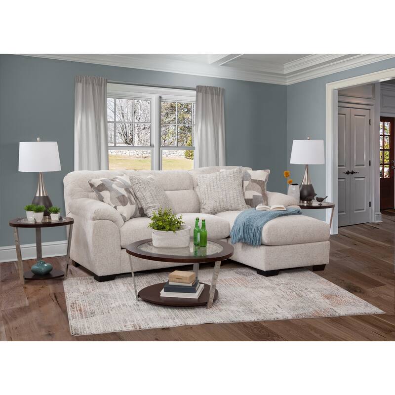 American Furniture Classics Cabral Bone Model A353V10-K2 L Shaped Sectional with 4 Throw Pillows