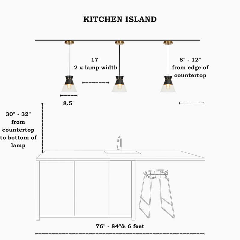 1-Light Modern Black Gold Pendant Lighting Clear Glass Bowl Kitchen Island light for Dining Room - 8.5 " D × 8.5 " H