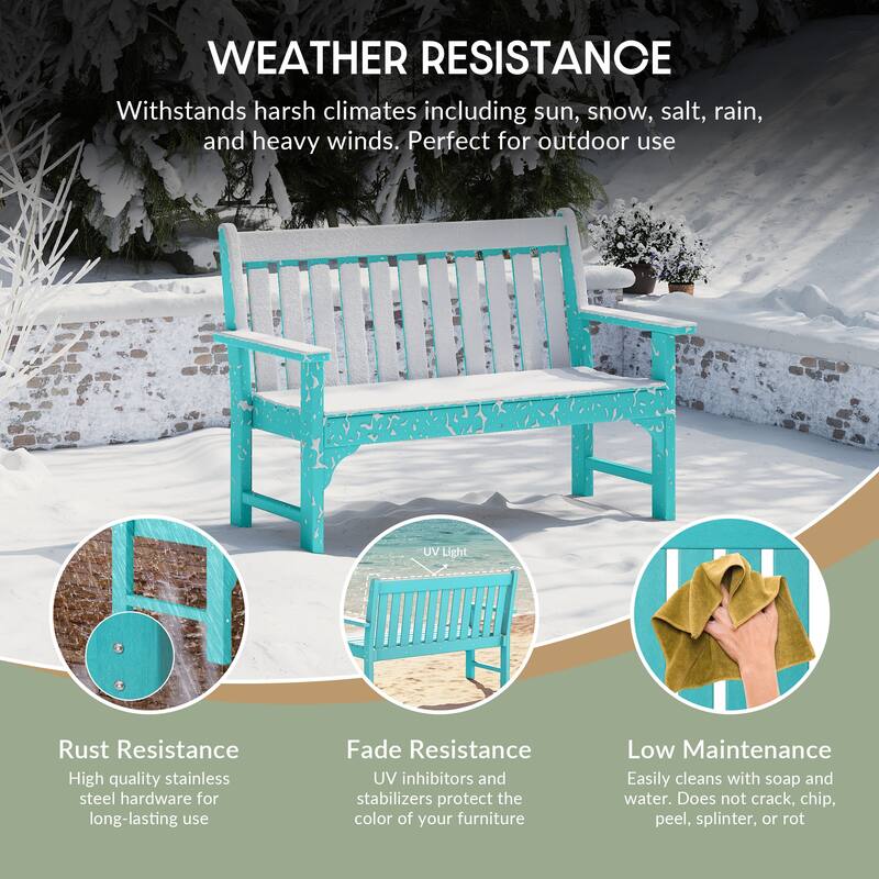 Polytrends Laguna 3-Piece Outdoor Patio Bench Set With Coffee Table