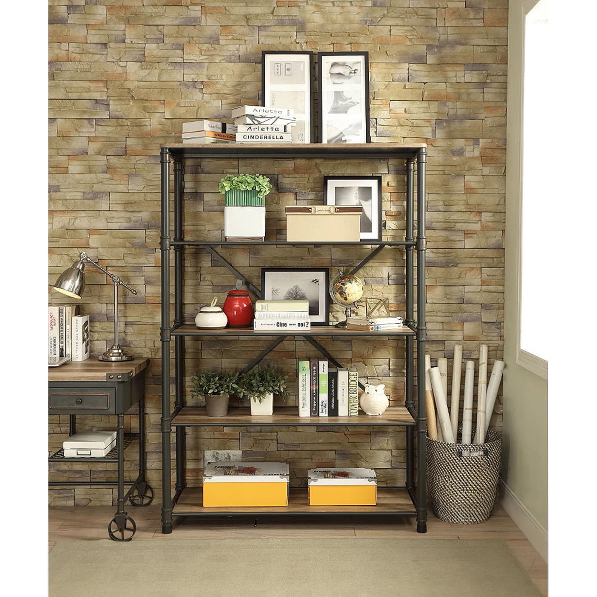 Antique oak shop bookshelf