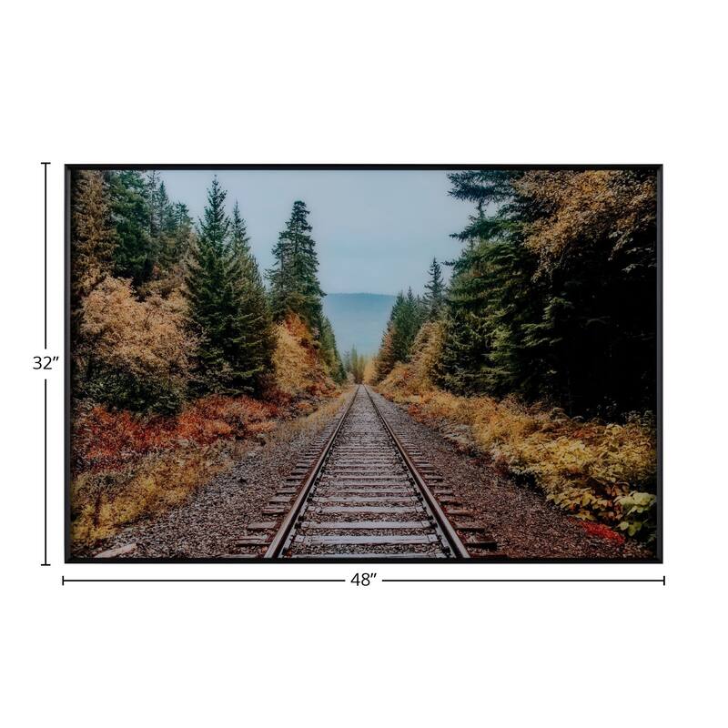 Autumn Tracks Glass Wall Art with Black Frame - Brown