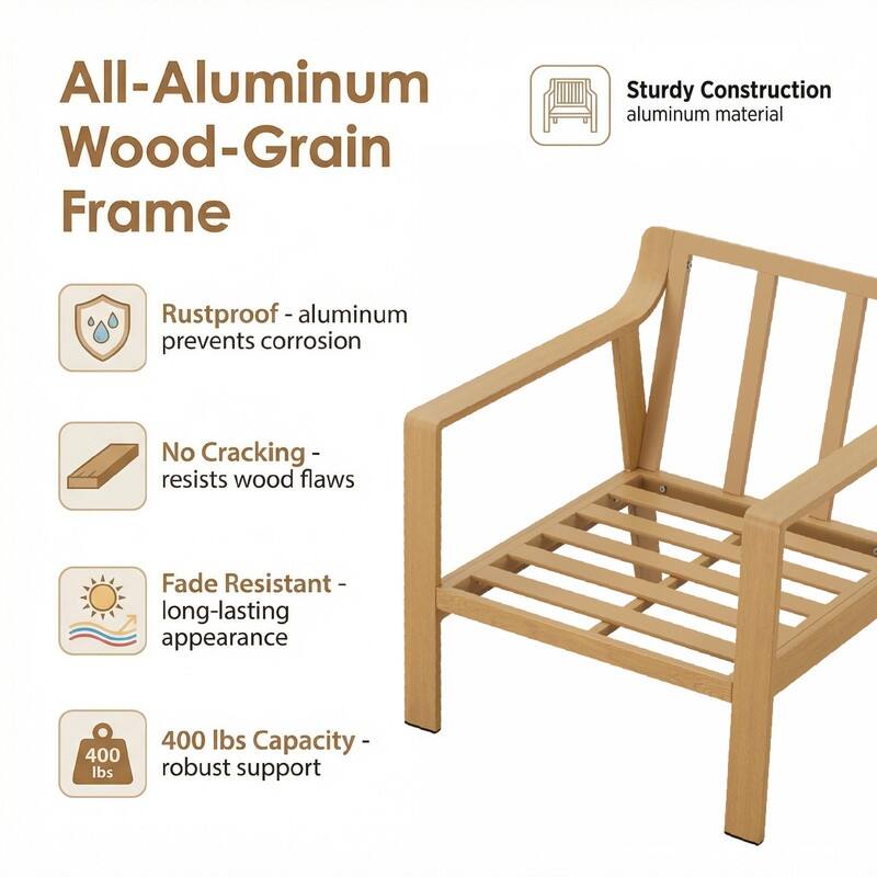 Spruce & Spring Outdoor Patio Furniture Set Aluminum Sofa Accent Chair