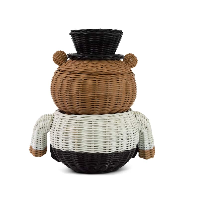 Hand Woven Prince Bear Rattan Storage Basket Decorative Home Decor Organizer Cute Handmade Handcrafted Gift Decoration Artwork