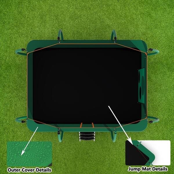 dimension image slide 3 of 4, 14 ft. Rectangular Outdoor Trampoline with Safety Enclosure Net