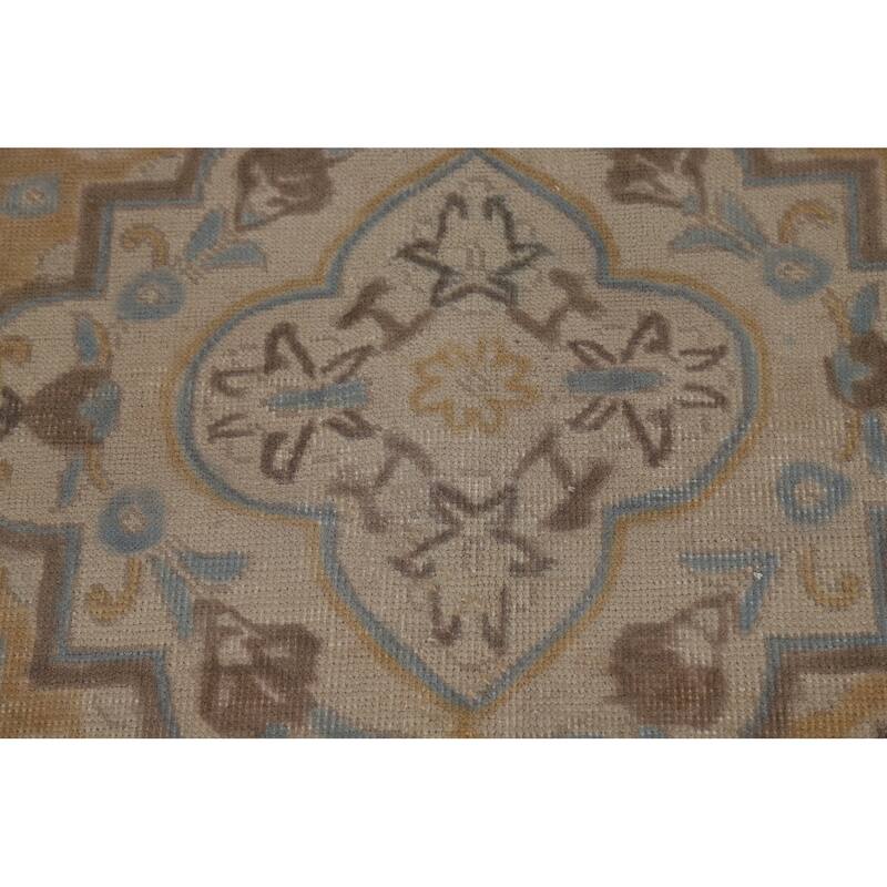 Geometric Tabriz Persian Area Rug Handmade Grey Wool Carpet - 9'3"x 12'4"