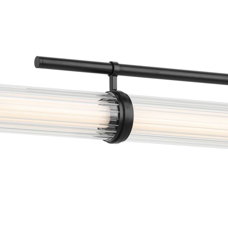 Riven 60.25 Inch LED 1 Light Linear Chandelier with Clear Fluted Glass in Black