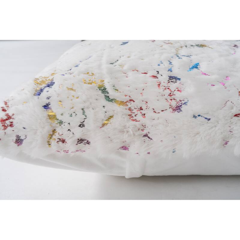Chryso Collection Faux Fur Pillow with Foil Accents