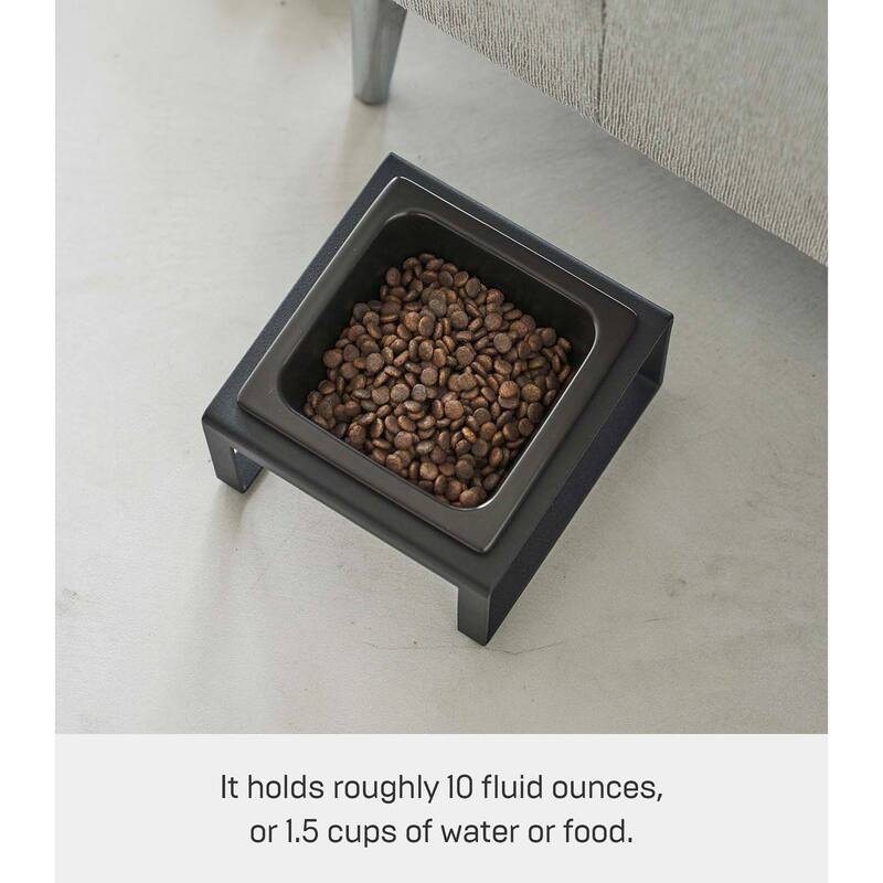 Yamazaki Home Single Pet Food Bowl - Two Styles, Steel and Ceramic, Short, 1.25 - L 6.1 x W 5.91 x H 2.36 inches
