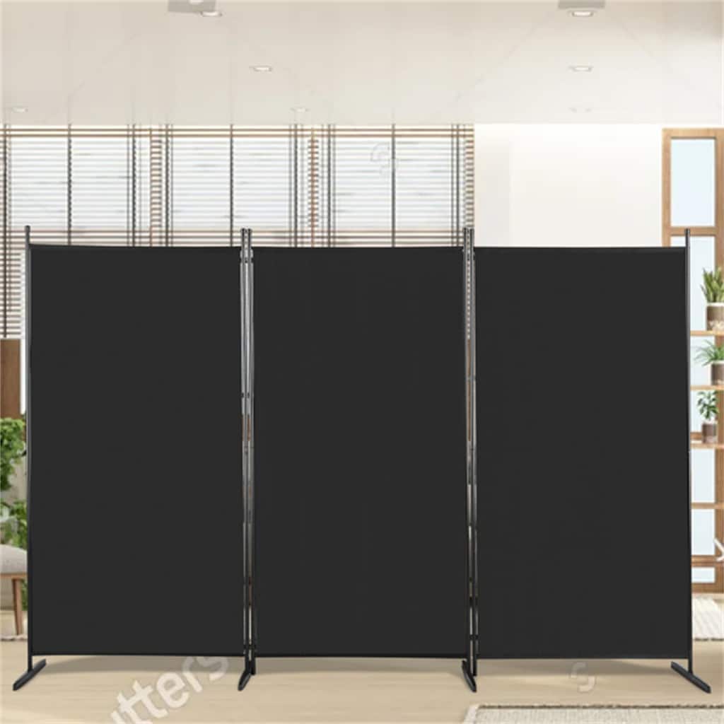 Black 6FT Foldable Screen Polyester Fabric Screen