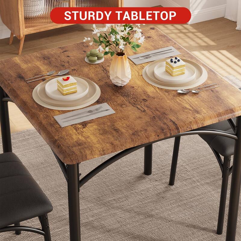 Round Dining Table Set for 2, Circle Kitchen Table and Chairs, Dining Room Table Set with Upholstered Chairs