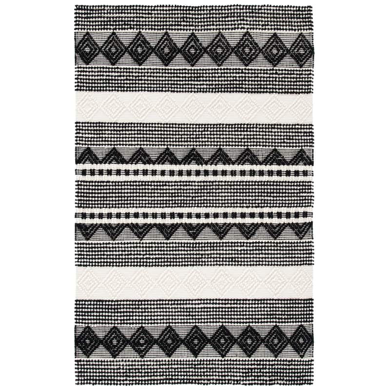 SAFAVIEH Handmade Natura Annedorte Wool Rug - 2'3" x 4' - Black/Ivory - Rectangle