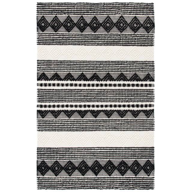SAFAVIEH Handmade Natura Annedorte Wool Rug - 3' x 5'/2' x 3' - Black/Ivory