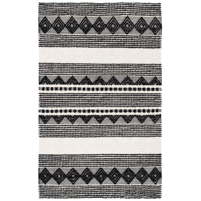 SAFAVIEH Handmade Natura Annedorte Wool Rug - 2'3"x4' - Black/Ivory