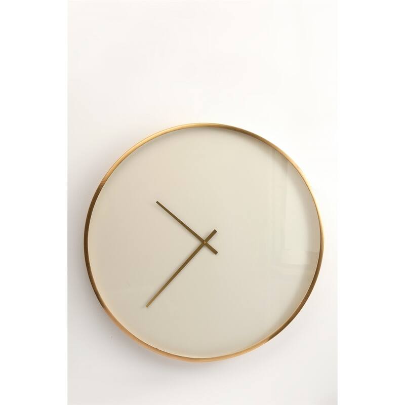 White w/Gold Simple Dial Clock Dia30"