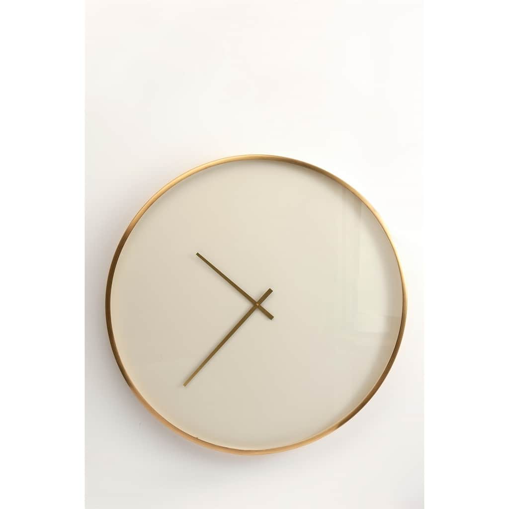 White w/Gold Simple Dial Clock Dia30"
