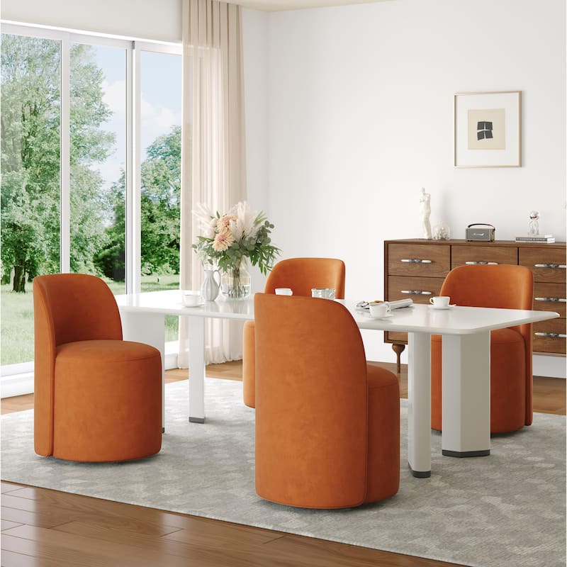 Modern Linen Upholstery Dining Chair Barrel Chair