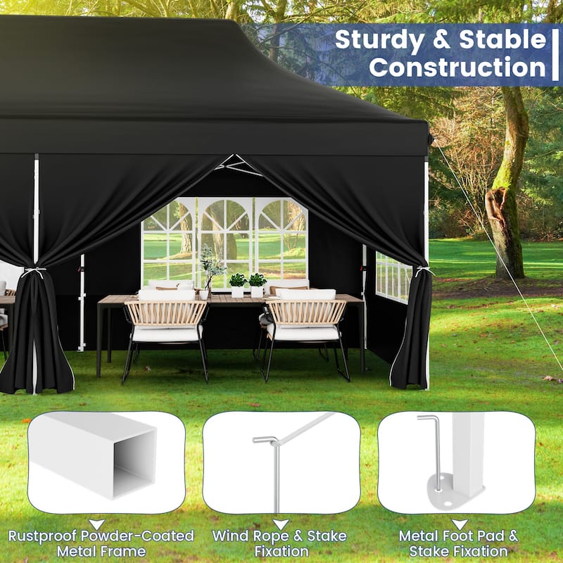 10x20 Pop Up Canopy Tent with 6 Sidewalls and Carry Bag Outdoor Use