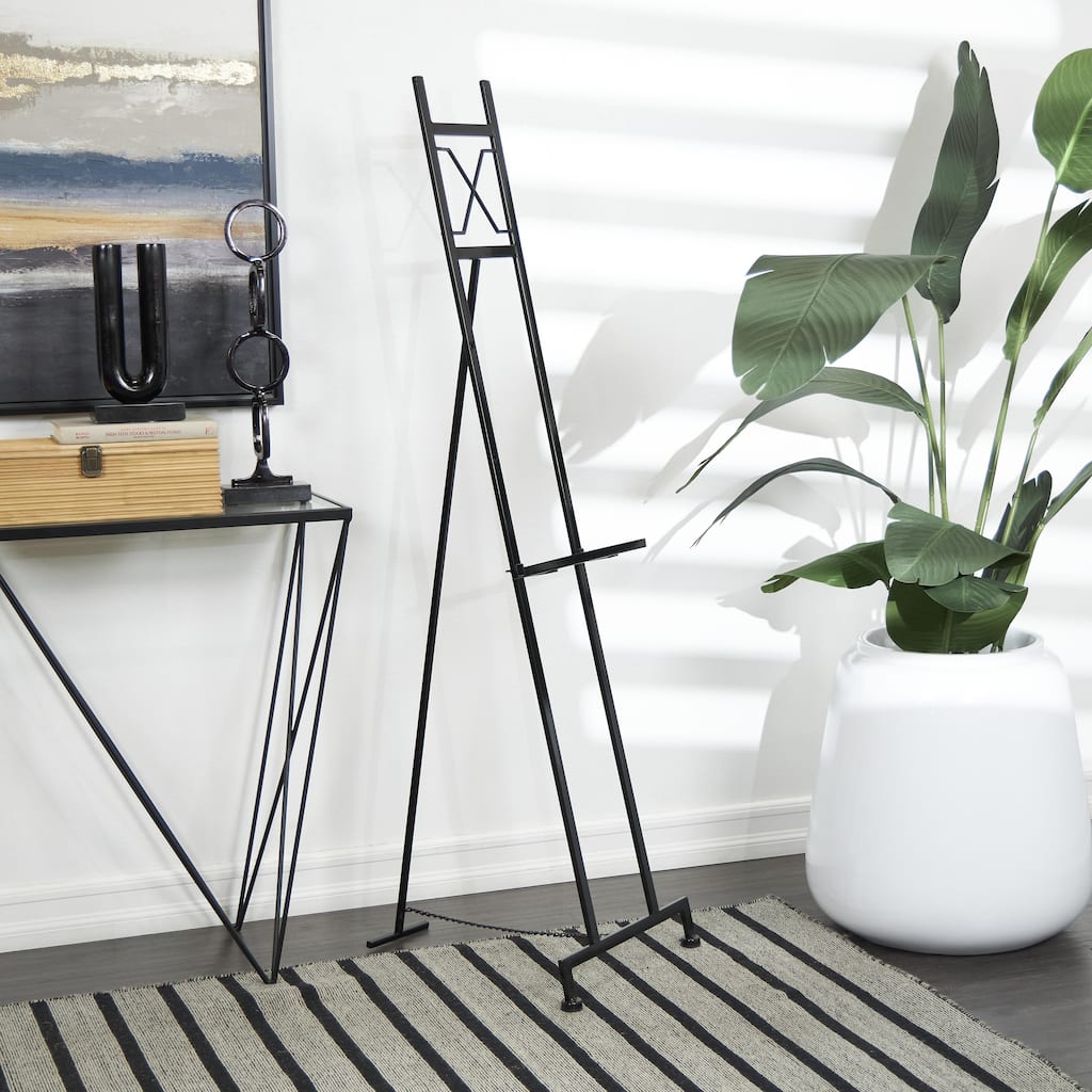 Black Metal Tall Adjustable Floor 3 Tier Display Easel