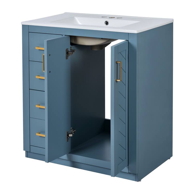 30" Bathroom Vanity with Ceramic Sink