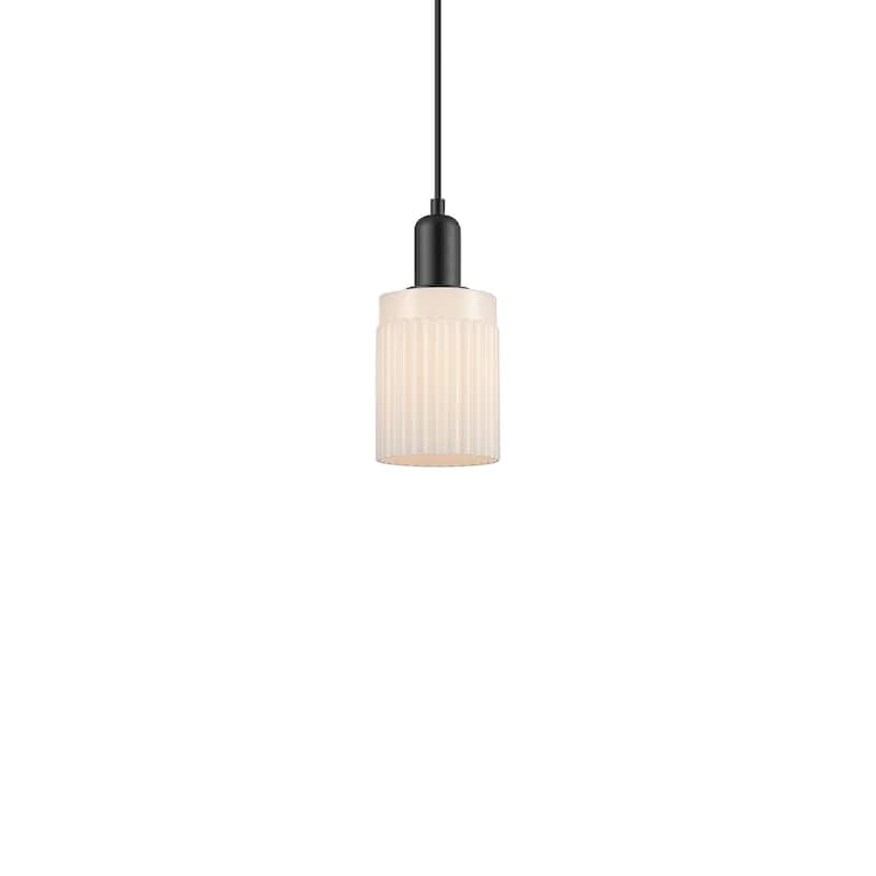 Innovations Lighting 716-1P-10-5 Hadley Pendant Hadley 5" Wide Mini - Matte Black / Matte White