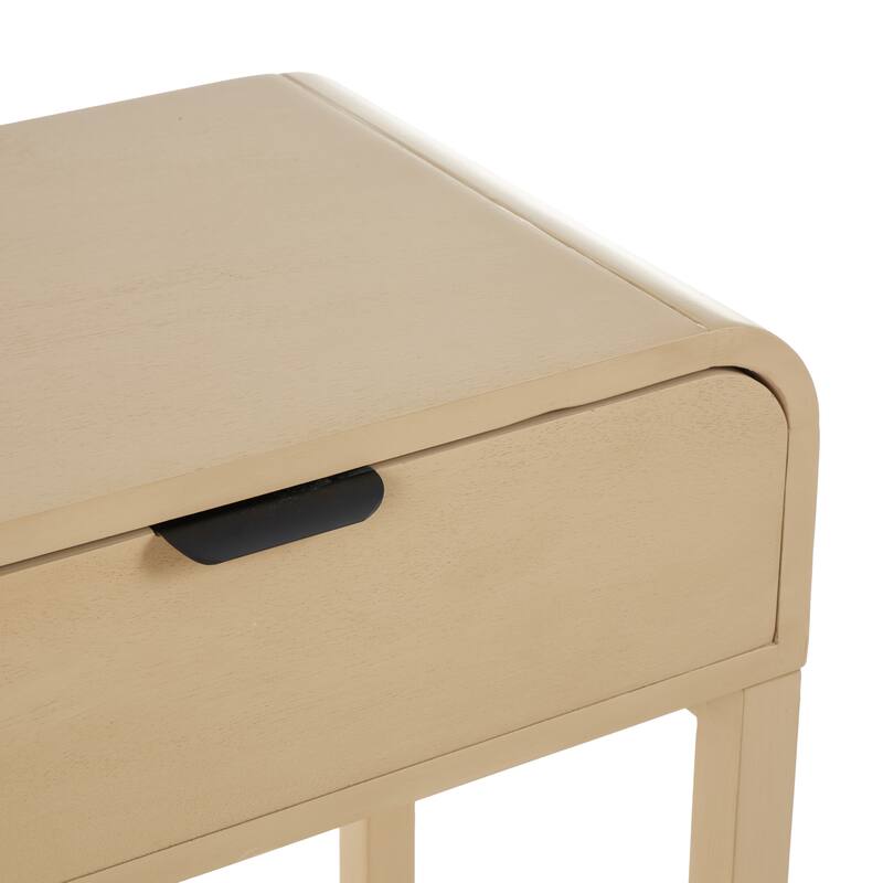 Beige Wood Handmade 2 Drawer Living Room Console Table with Black Handles