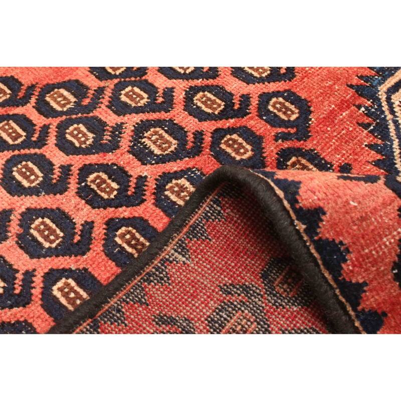 ECARPETGALLERY Hand-knotted Melis Vintage Red Wool Rug - 3'7 x 4'11