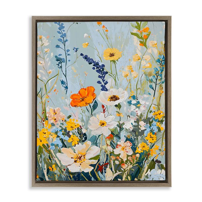 Stupell Warm Toned Flowers Framed Floater Canvas Wall Art Design By Franklyn Gregory - 25 x 31 - Brown