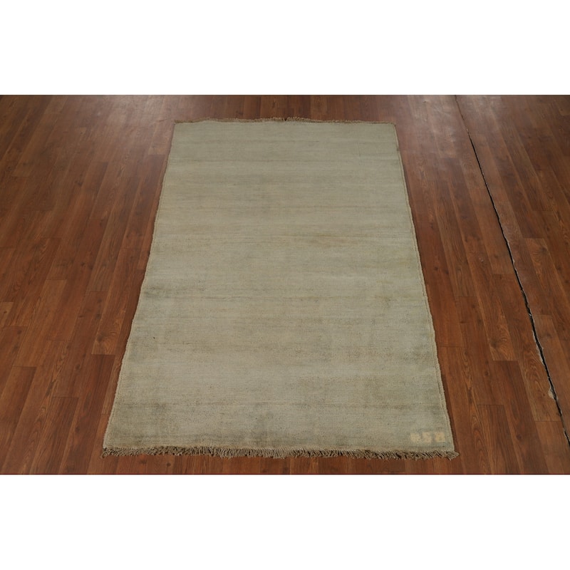 Modern Gabbeh Oriental Foyer Rug Handmade Beige Wool Carpet - 3'5"x 5'0"