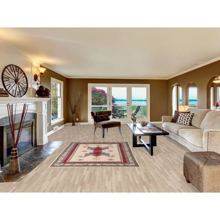 Kazak Area Rug Hand-Knotted Oriental Beige Wool Carpet - 5'0" x 6'10"