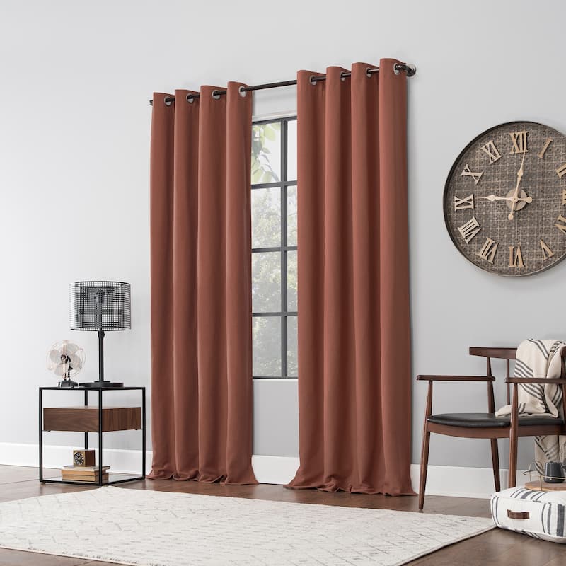 Archaeo Linen Blend Blackout Grommet Top Curtain, Single Panel