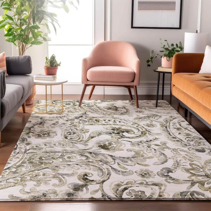 Premium Washable Super Soft Modern Paisley Mayfield Rug - Brown - 10' x 14' - Rectangle