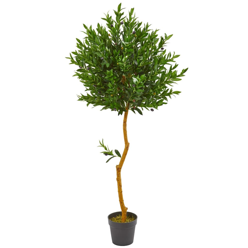 Artificial Olive Tree Topiary - 58 Inch Indoor Outdoor Green Décor - 51-60 Inches