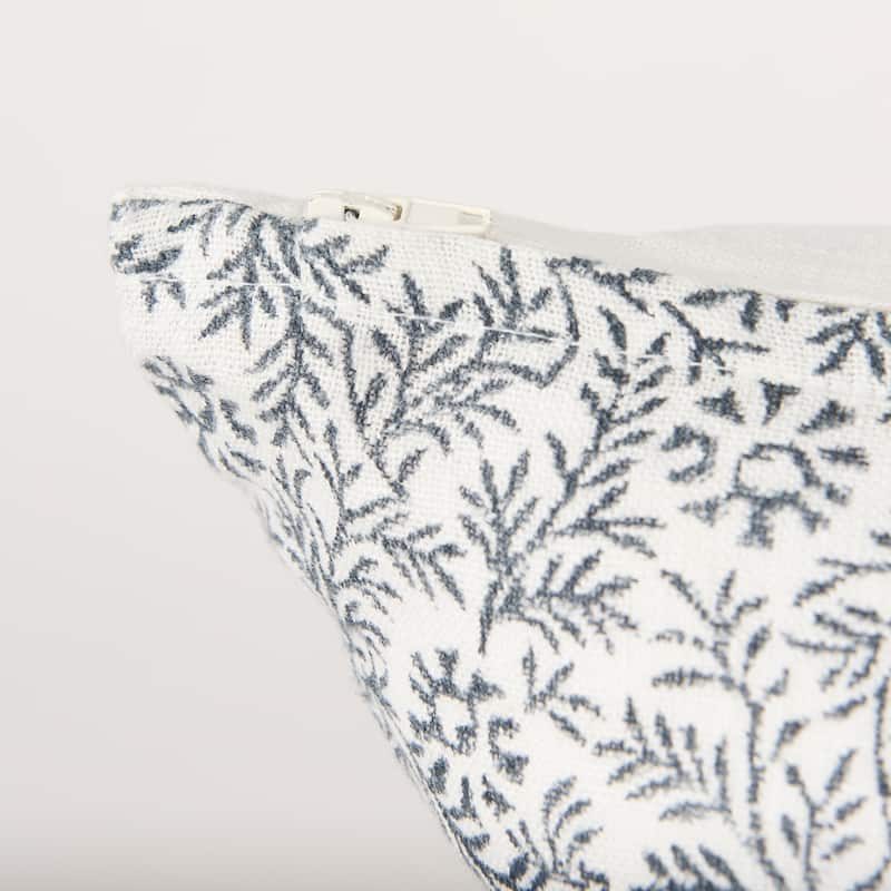 Jayne Cream w/ Indigo Print Linen Square Decorative Pillow Cover