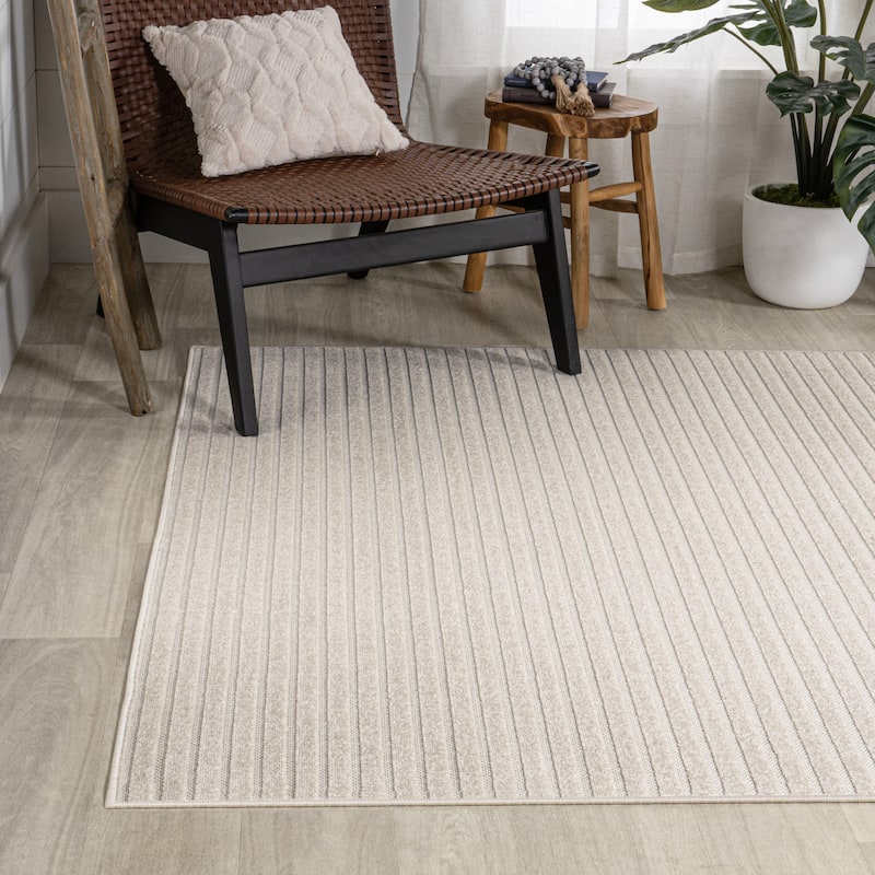 JONATHAN Y Maribo Minimalist Scandi Striped Navy/ivory Area Rug