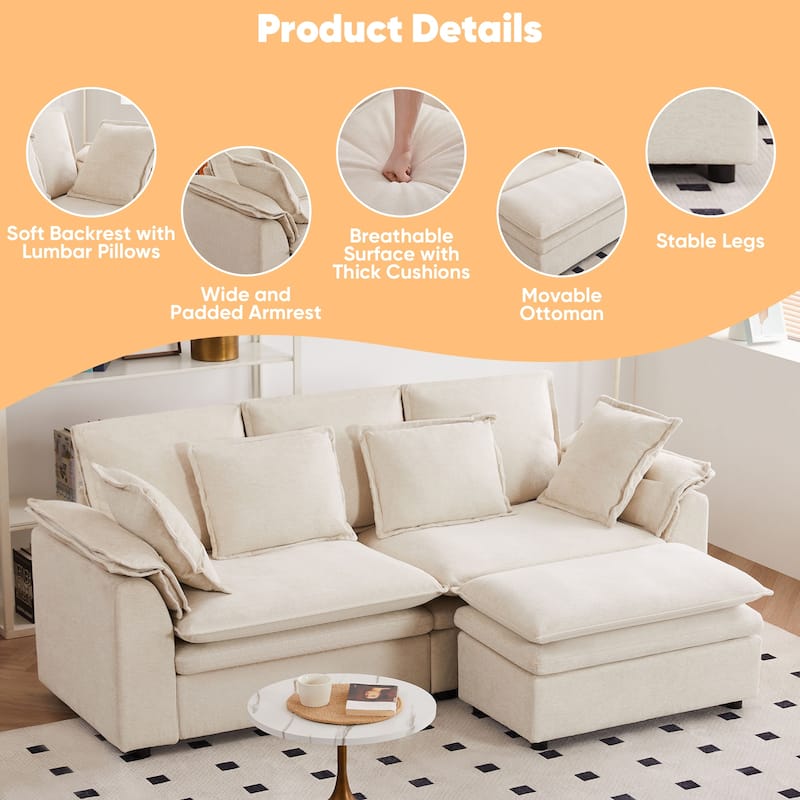 Pocassy Oversized Sectional Sofa Cloud Couch for Living Room