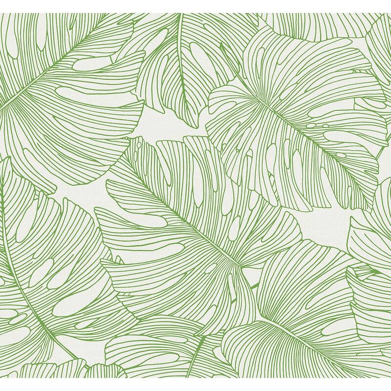 Seabrook Designs Tarra Monstera Leaf Unpasted Wallpaper - 27 in W x 27 ft. L - Hill Green