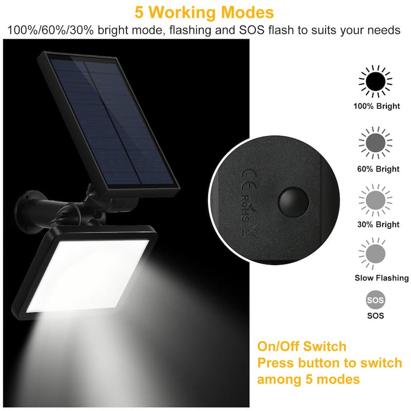 48 LEDs Solar Spotlight Outdoor Light - Black