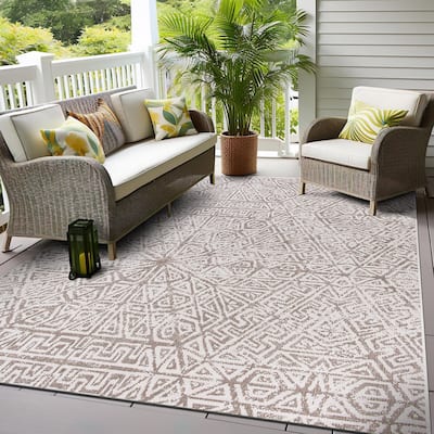World Rug Gallery Contemporary Geometric Indoor/Outdoor Area Rug