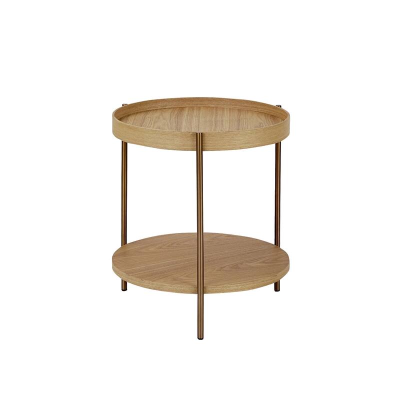 2-Piece 2 tier Round Coffee Table Set,Easy Assembly Nesting End Tables