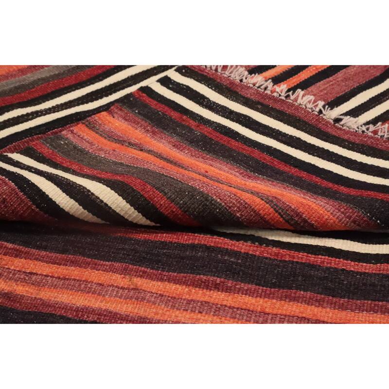 Hand Woven Oriental 100% Wool Carpet Southwestern Geometric Oranges & Rust Kilim Area Rug - 8' 1'' X 5' 0''