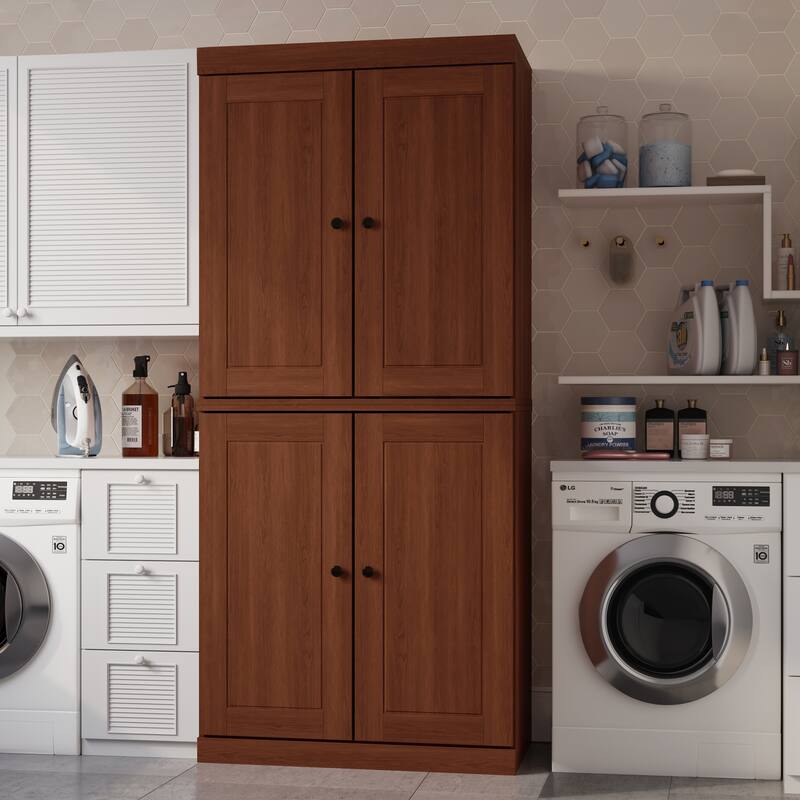 Palace Imports 100% Solid Wood Bathroom & Laundry Storage Cabinet, Raised Panel Doors, Adjustable Shelves, 32" Wide, 71.5" Tall