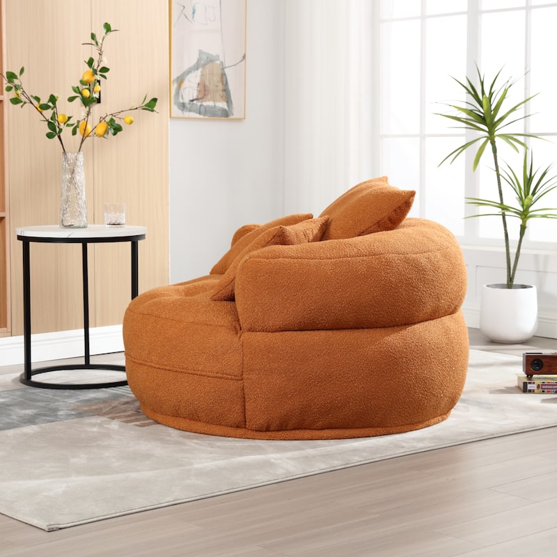 Chenille Sponge Single Sofa, Oversized Round Accent Chair Sleeper Couch Chaise Lounges for Living Room Bedroom Projection Room