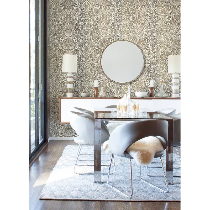 A-Street Prints Artemis Gold Floral Damask Wallpaper