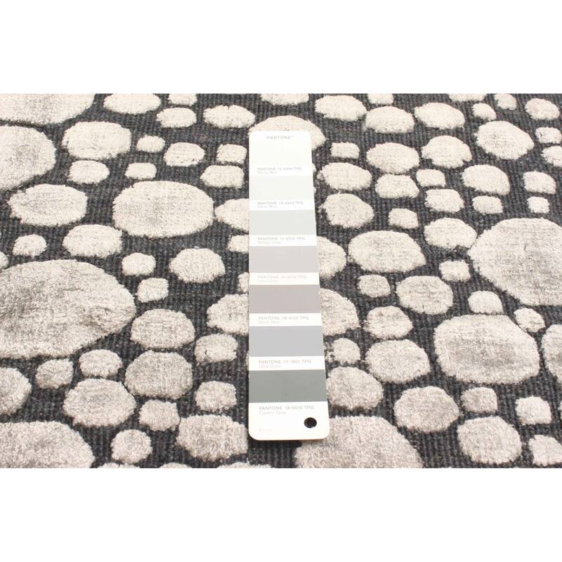 ECARPETGALLERY Hand Loomed Elysian Light Grey Viscose, Wool Rug - 4'11 x 7'0